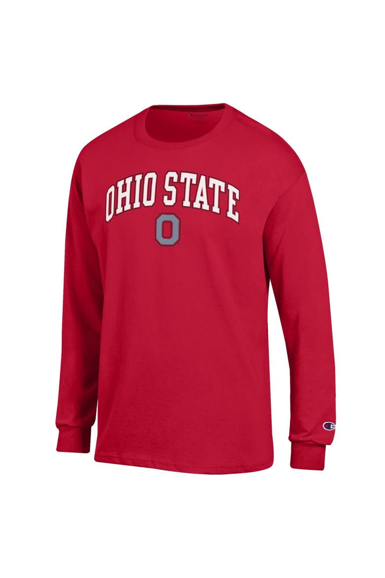 Men's Champion  Scarlet Ohio State Buckeyes Arch Over Logo Long Sleeve T-Shirt, Alternate, color, Scarlet