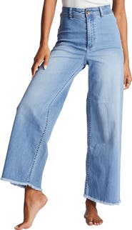Billabong Free Fall Fray Hem Stretch Wide Leg Jeans