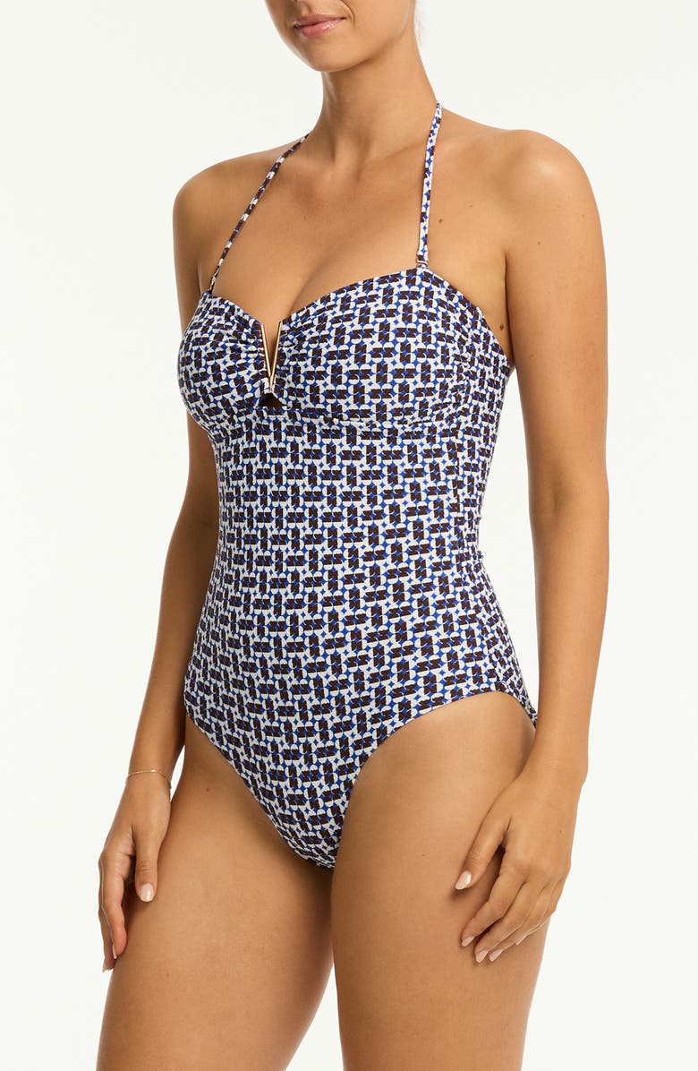 Sea Level Coast V Bar Bandeau One-Piece Swimsuit, Alternate, color, Cobalt