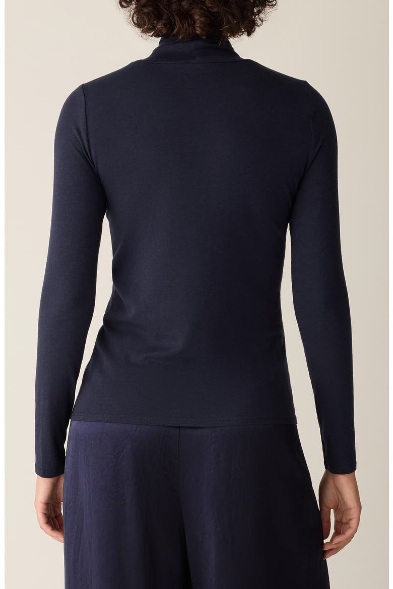 Turtleneck Stretch Organic Cotton Blend Top, Alternate, color, INK