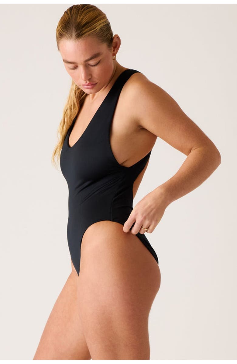LONDRE BODYWEAR The Crossback One Piece - Tall, Alternate, color, Matte Black