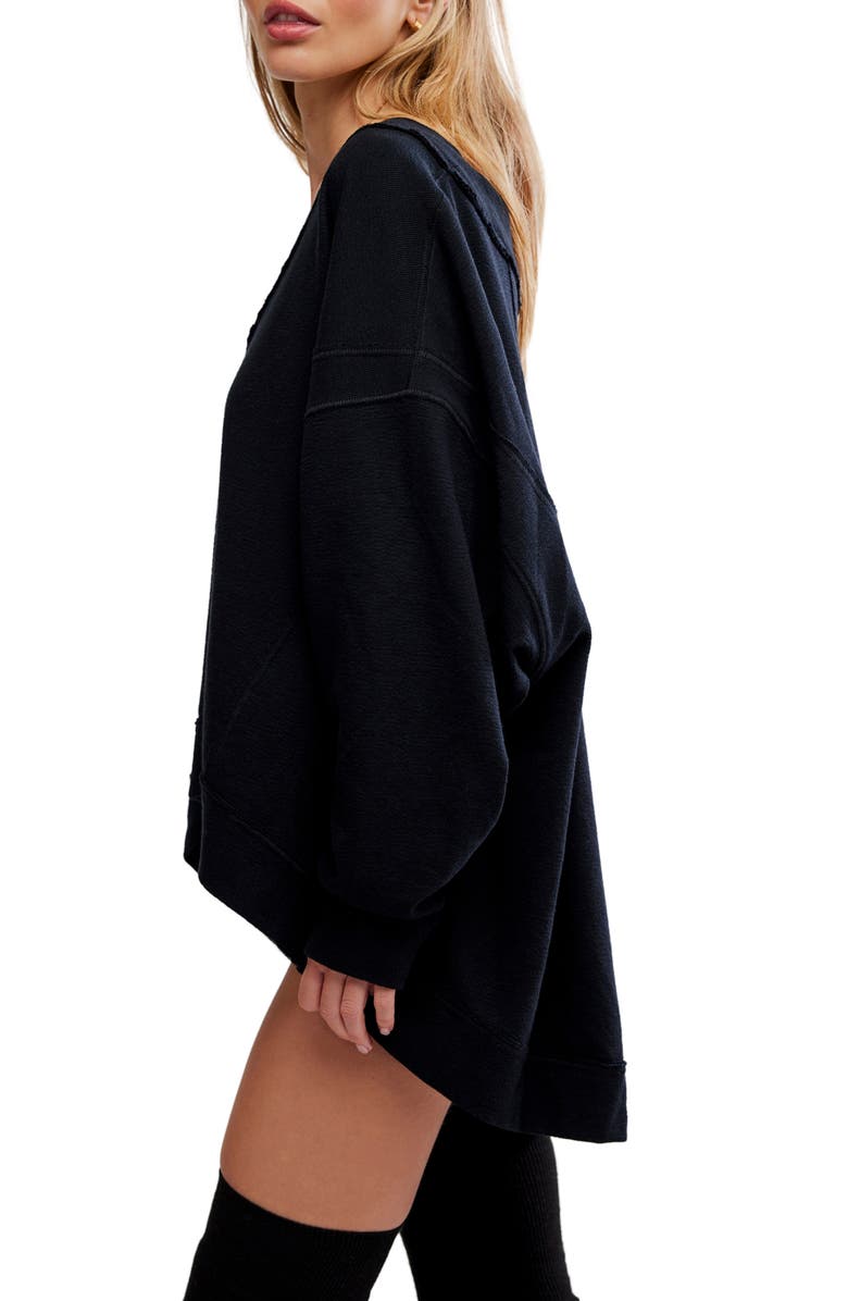 Free People Staycation Oversize Lounge Sweatshirt, Alternate, color, Black