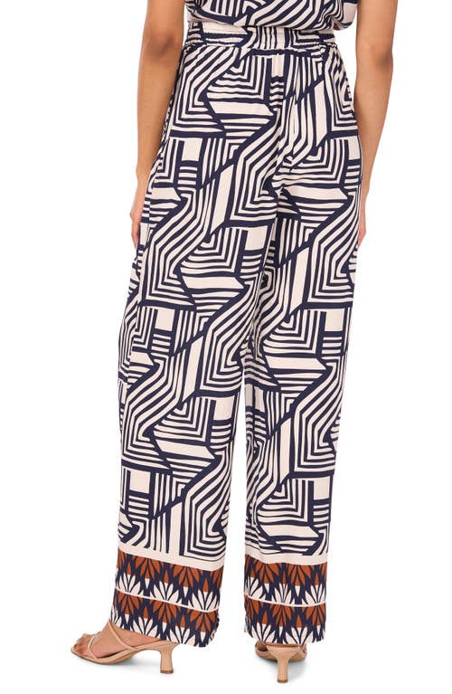 Halogen ® Print Tie Waist Wide Leg Pants In Blue Fusion Blue Border