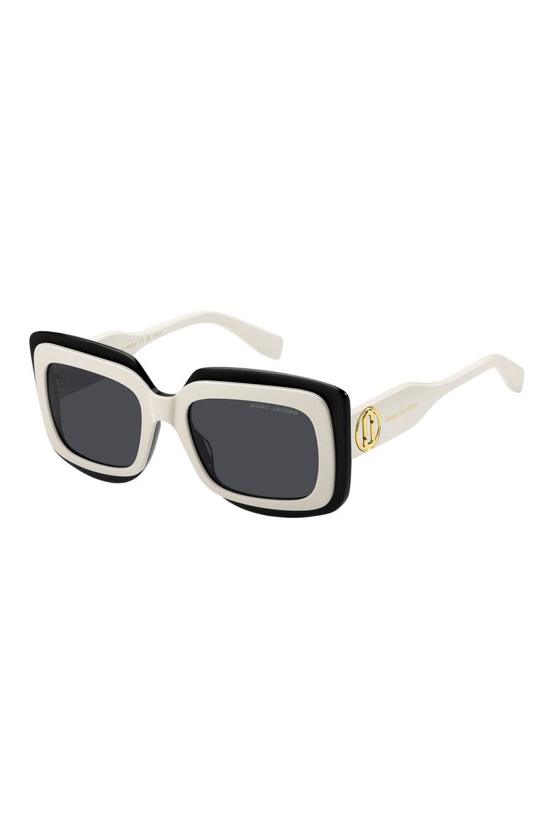54mm Rectangular Sunglasses, Alternate, color, WHITE BLACK/ GREY