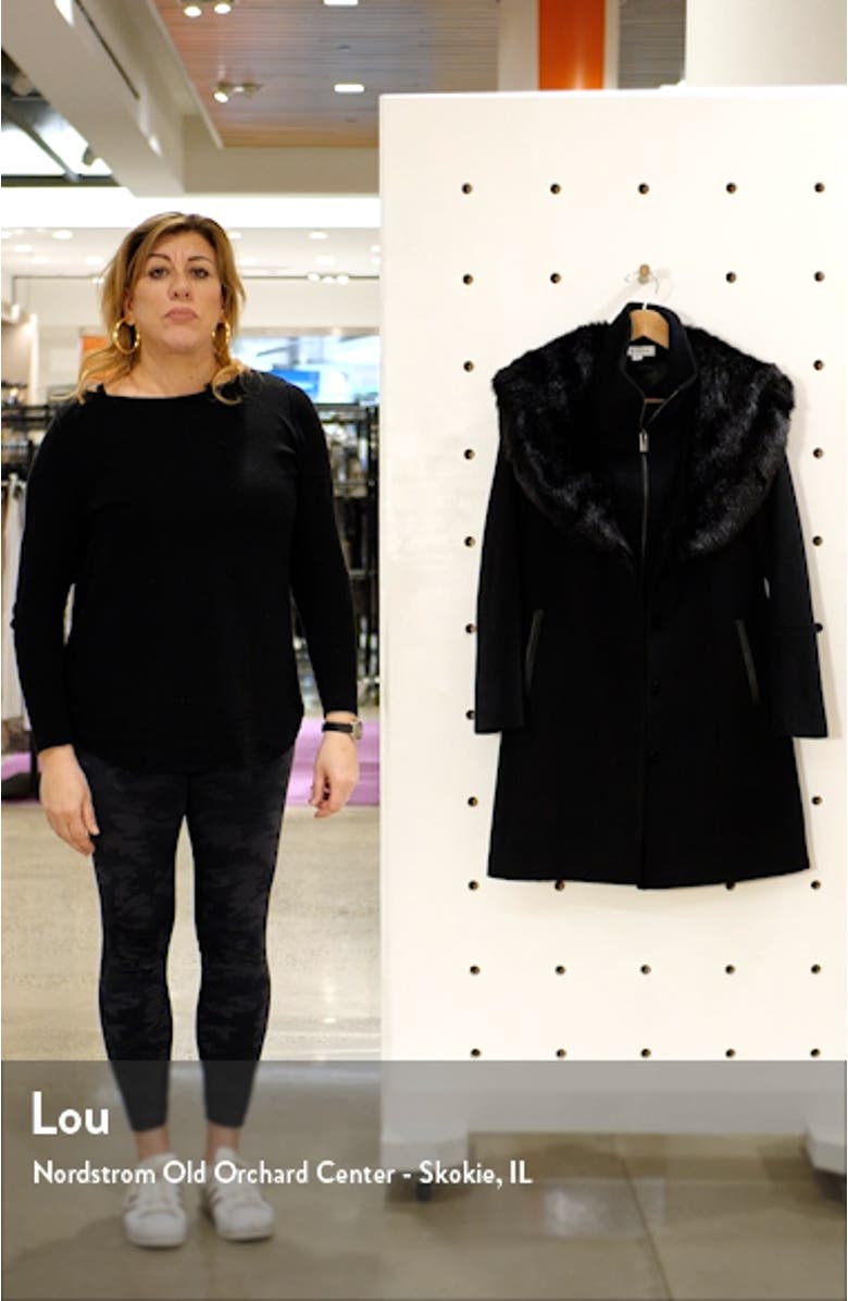Faux Fur Collar Wool Blend Coat, sales video thumbnail