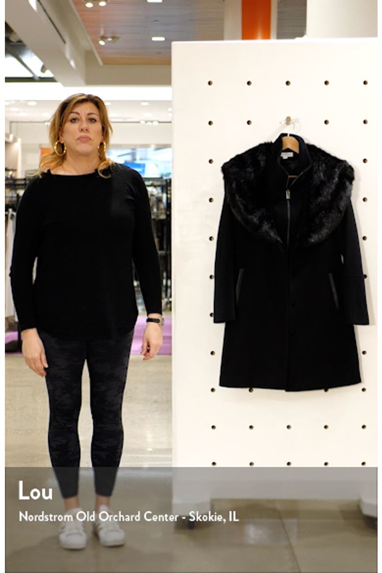 Faux Fur Collar Wool Blend Coat video