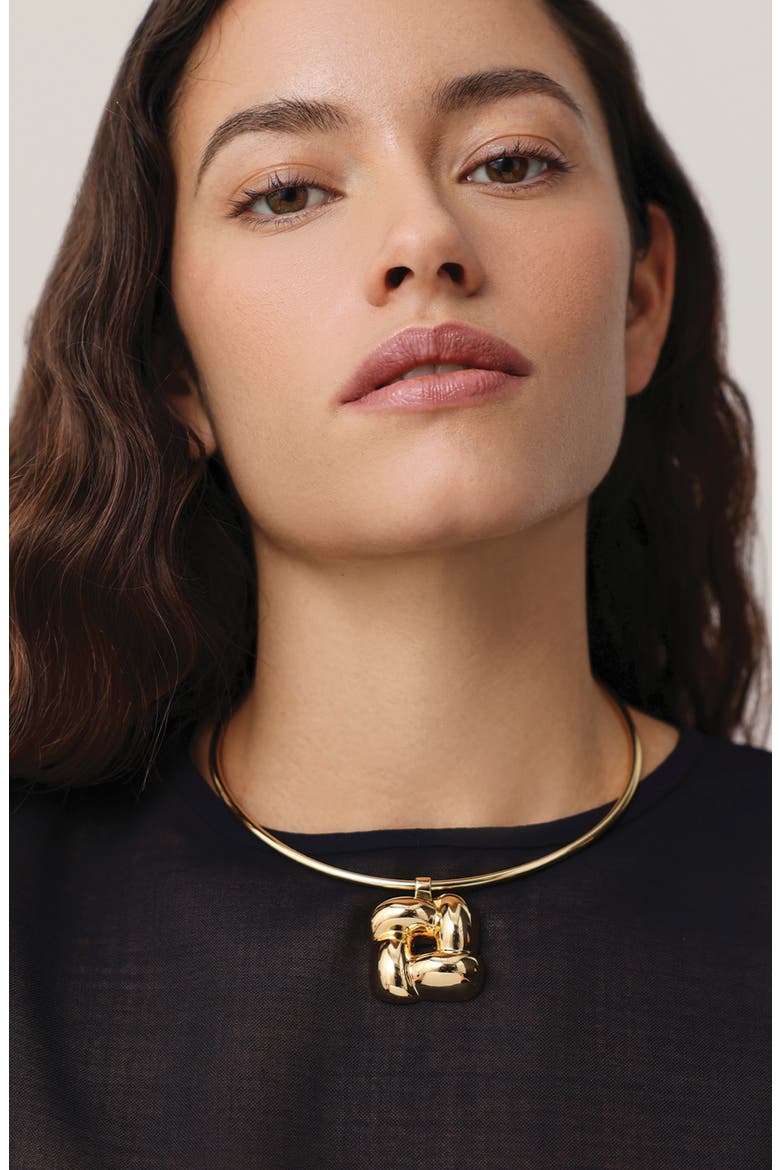 Woven Square Collar Necklace, Alternate, color, HIGH POLISH GOLD