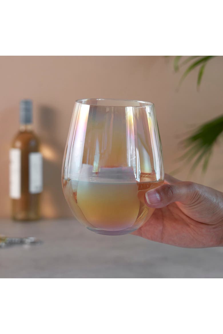 Luster Stemless Wine Glasses Set of 2, Alternate, color, Multicolor