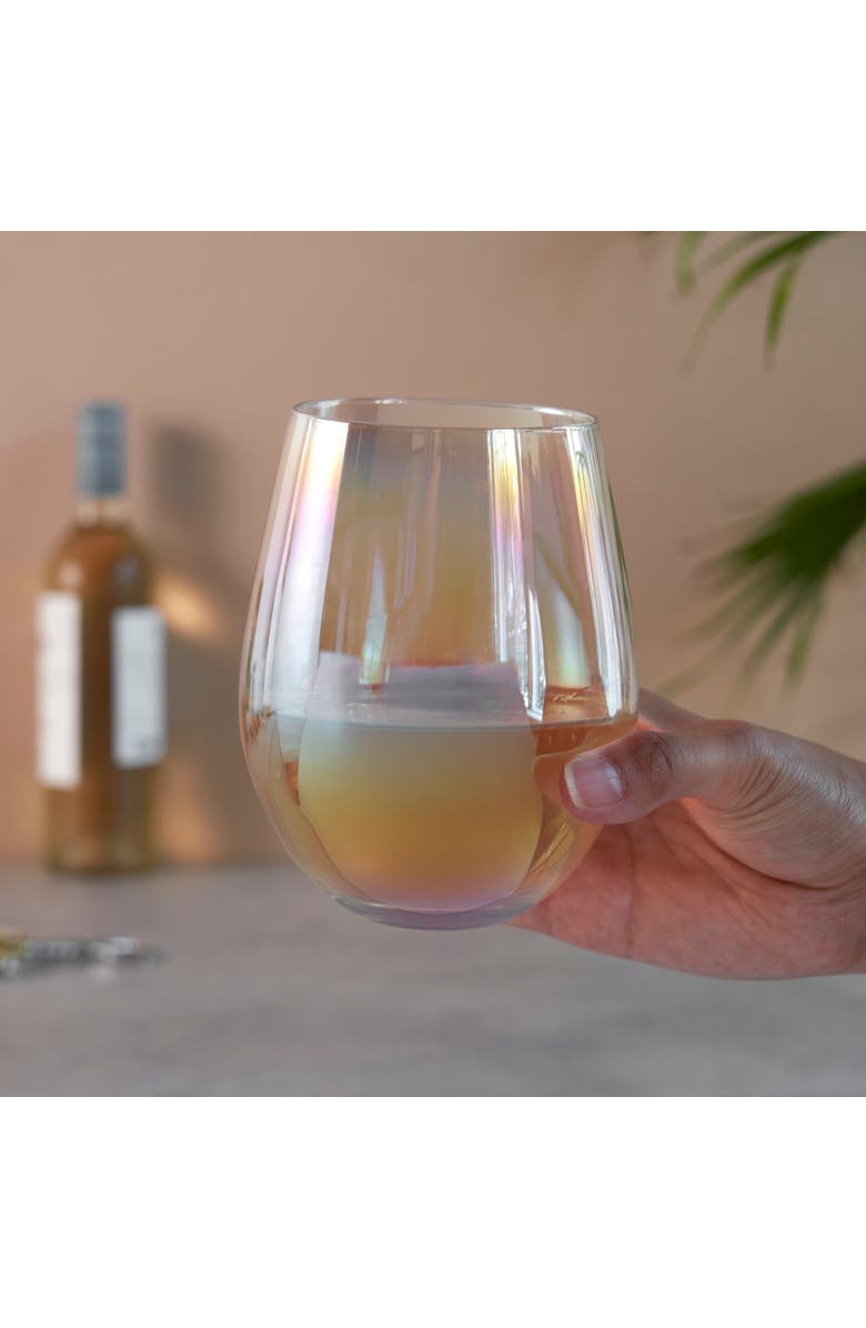 TWINE Luster Stemless Wine Glasses Set of 2, Alternate, color, Multicolor