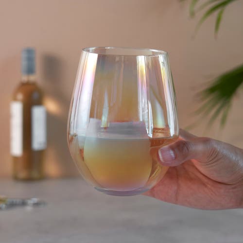 Twine Luster Stemless Wine Glasses Set Of 2 In Multicolor