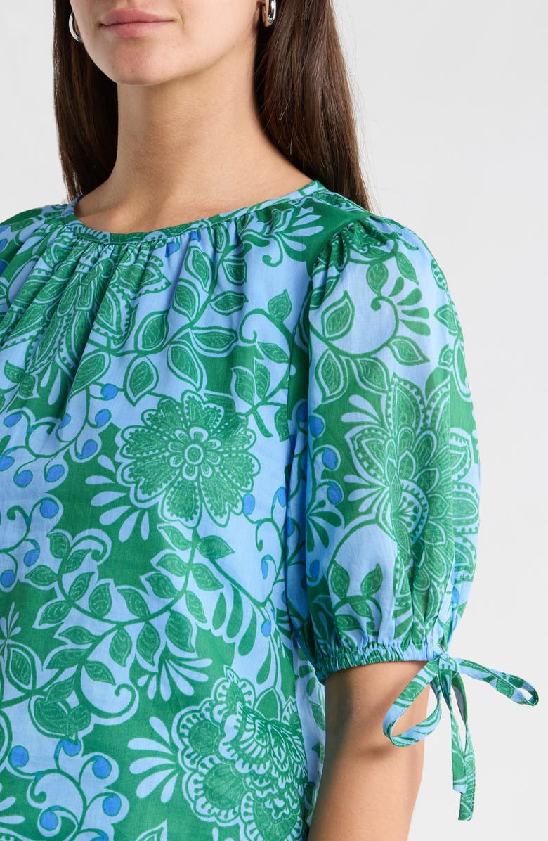 SUGARLIPS Tressa Floral Kareli Puff Sleeve Top, Alternate, color, Kelly-Blue-Multi