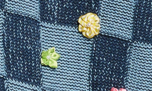 Yanyan Floral Ribbon Checkerboard Knit Work Jacket