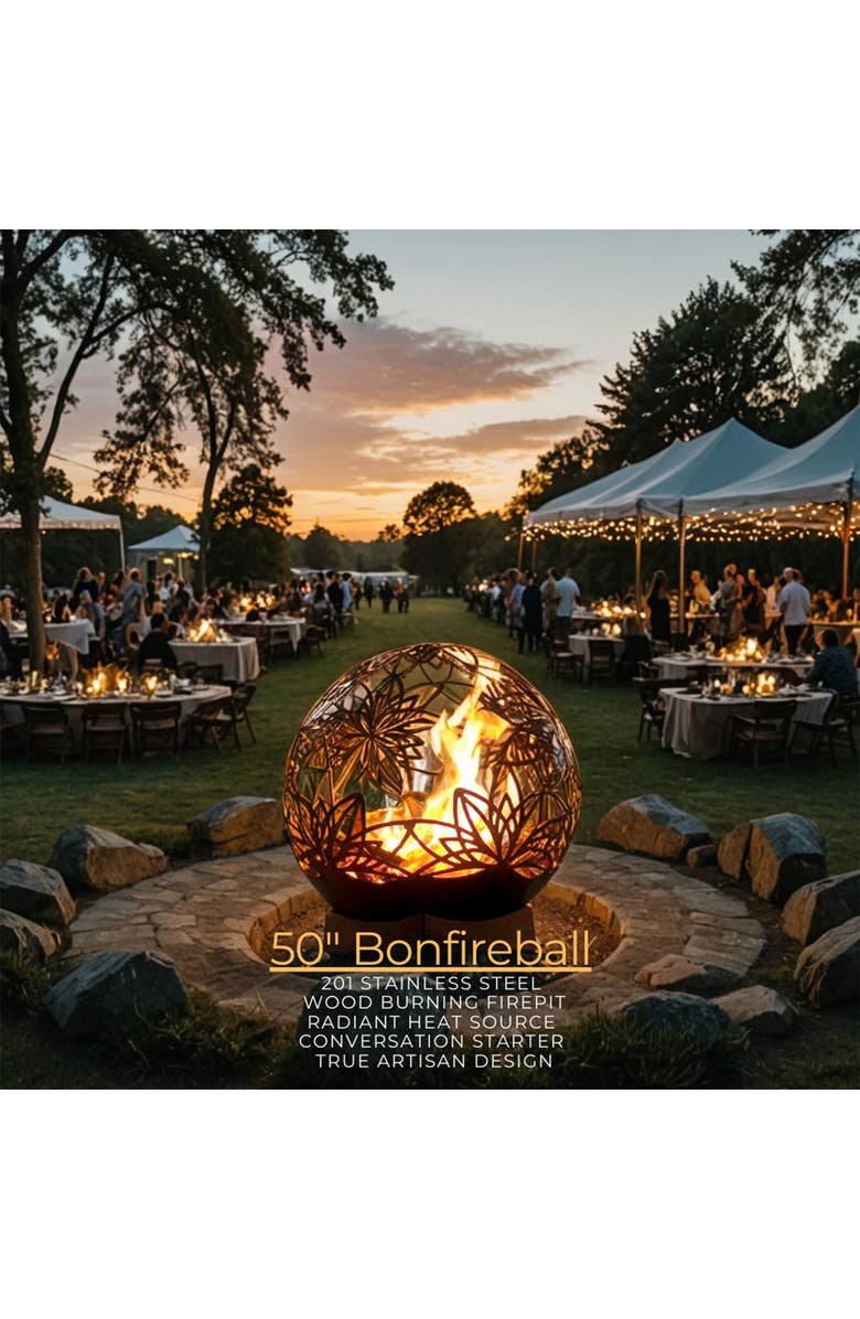 Bonfireball 50" Fire Pit Lotus Base & Cover, Alternate, color,