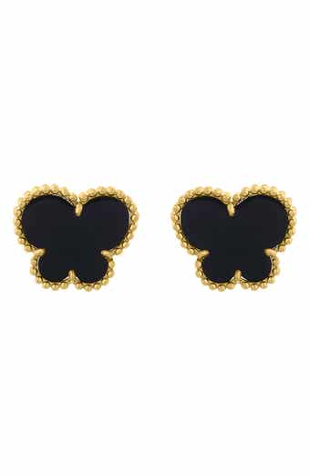 Onyx Clover Stud Earrings
