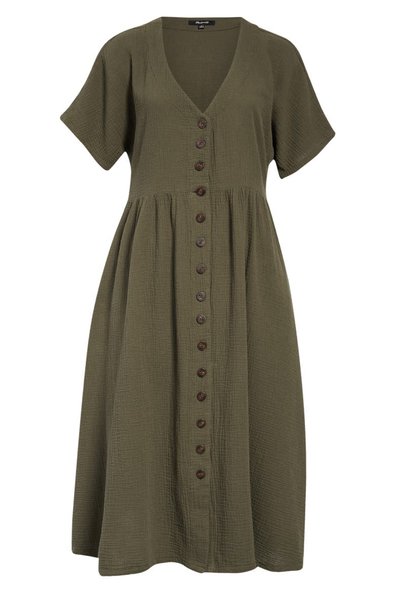 Nima Double Face Cotton Gauze Midi Dress, Alternate, color, DRIED OLIVE