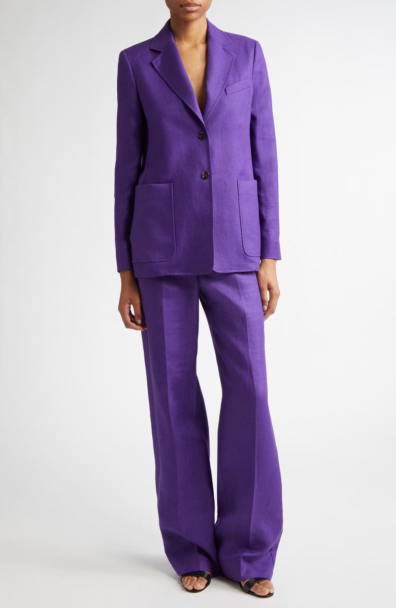 Max Mara Aversa Flax Linen Wide Leg Trousers, Alternate, color,