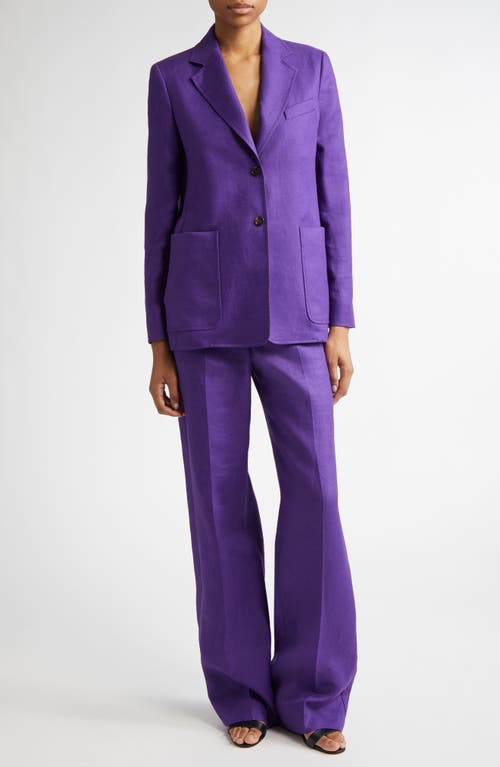 Max Mara Aversa Flax Linen Wide Leg Trousers In Purple