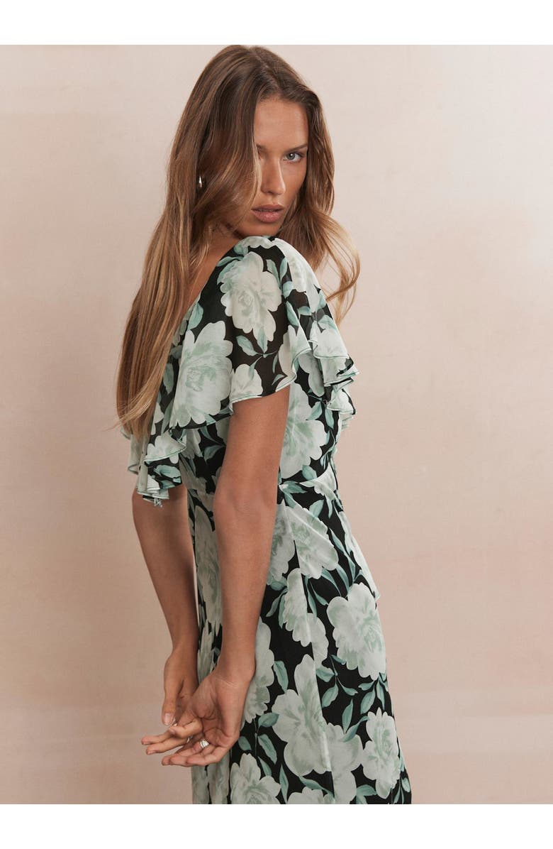 MINT VELVET Floral Print Ruffle Maxi Dress, Alternate, color, Green