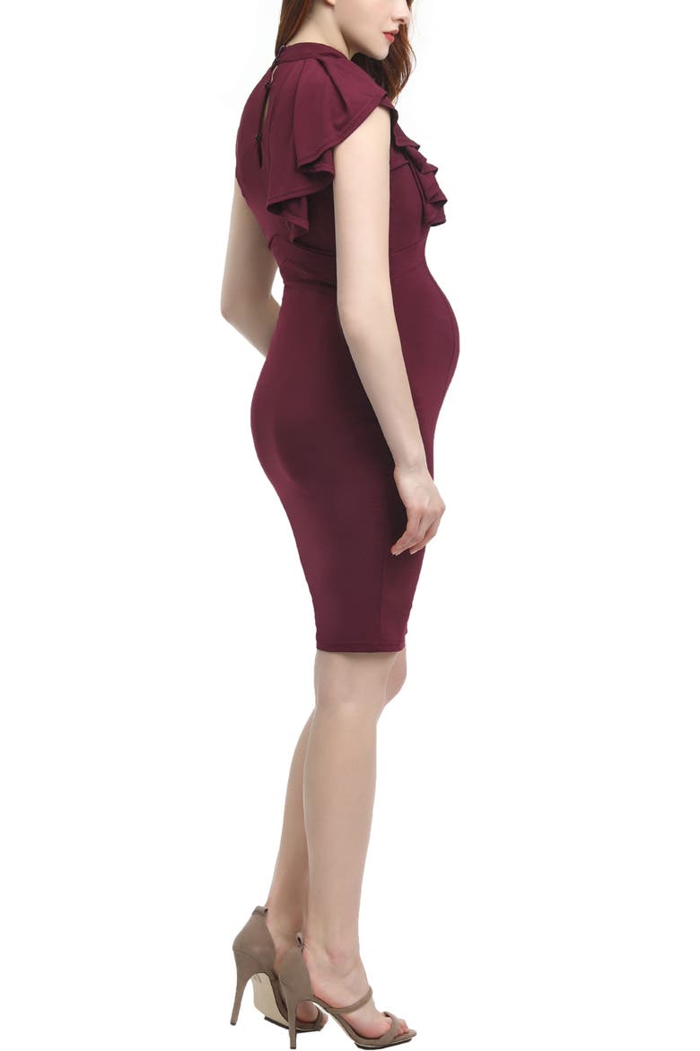 Josephine Ruffle Maternity Sheath Dress, Alternate, color, Deep Berry