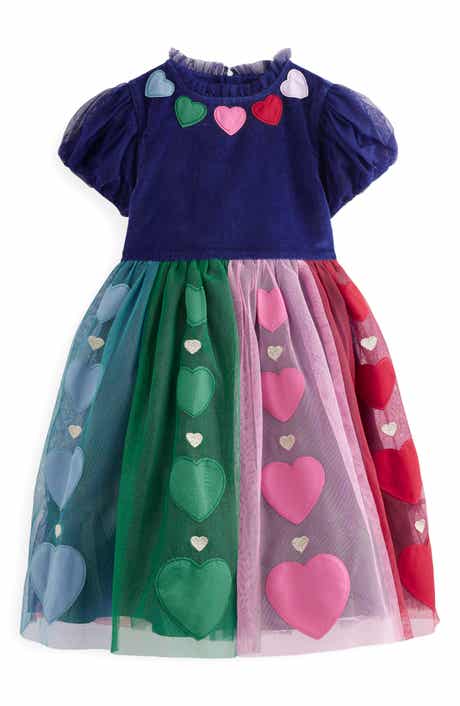Mini Boden Kids' Heart Appliqué Velvet & Tulle Party Dress