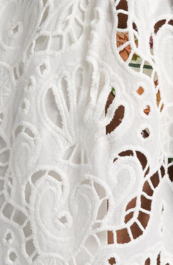【Farm Rio】 Seashellレースコットンシャツ FARM Rio Seashell Embroidered Eyelet Cotton Button-Up Shirt