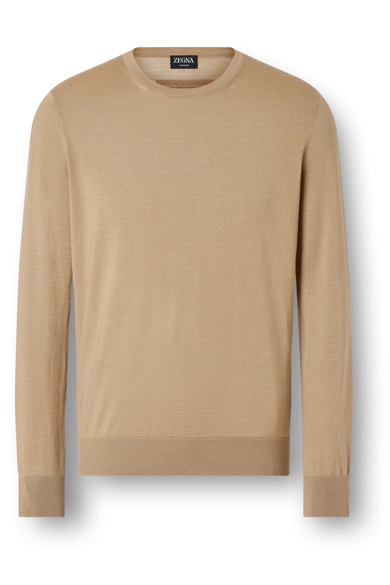Mélange Cashseta Crewneck Sweater, Alternate, color, BEIGE MELANGE