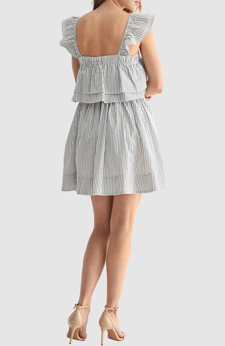 Lush Ruffle Sleeve Popover Minidress, Alternate, color, Navy White