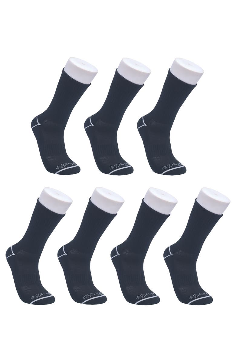 Ed Hardy Athletic Half Cushion Crew Sock 7-Pack, Main, color, Black