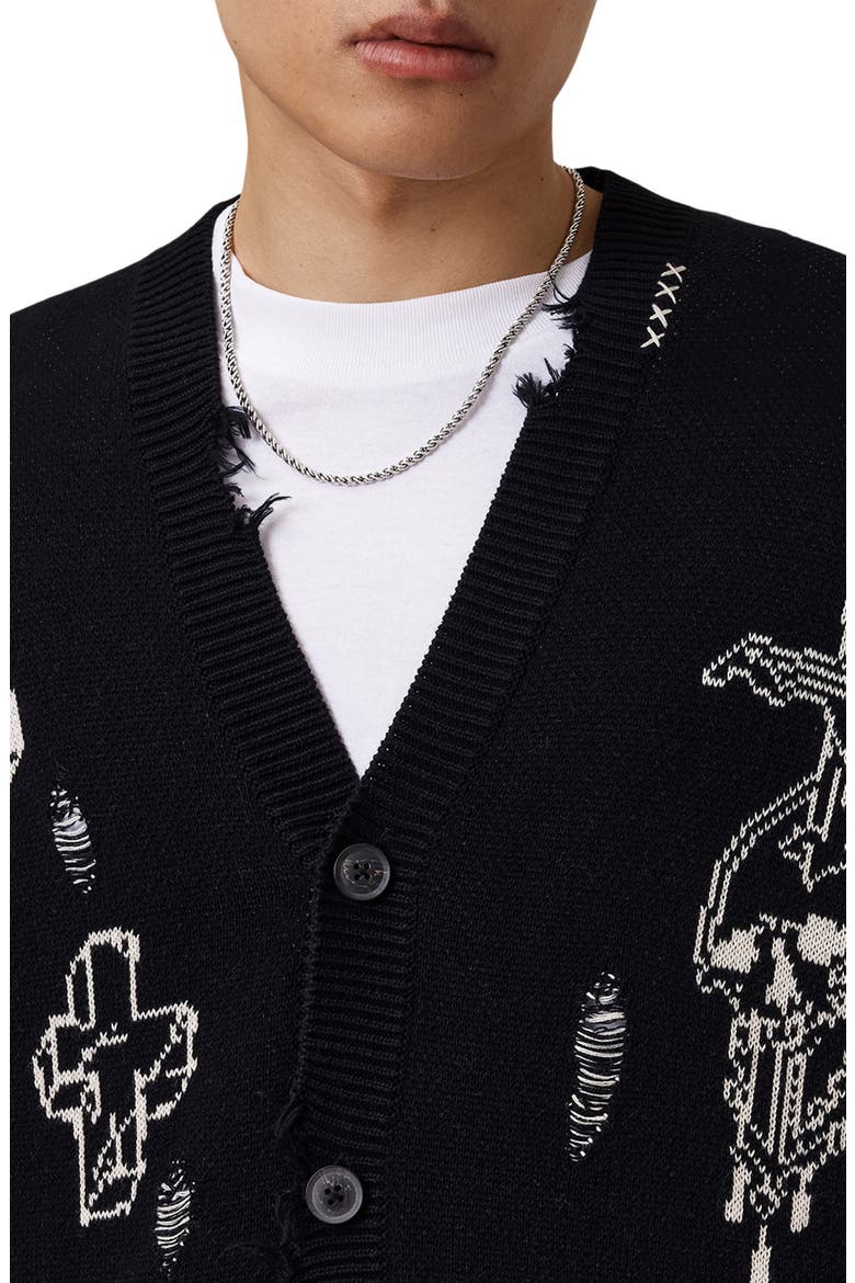 Caledon Jacquard Cardigan, Alternate, color, BLACK/ CHALK WHITE