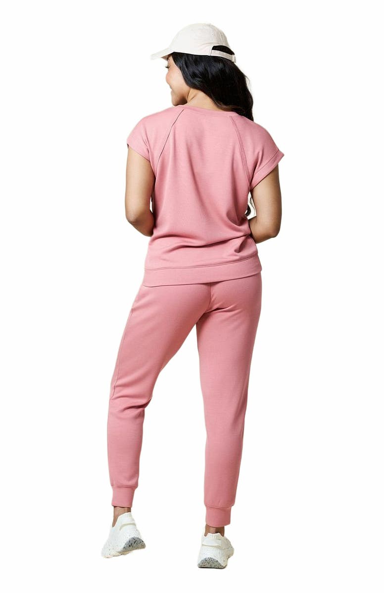 Softies Athleisure PureDream Short Raglan Crew Neck Jogger Set, Alternate, color, Copper Rose