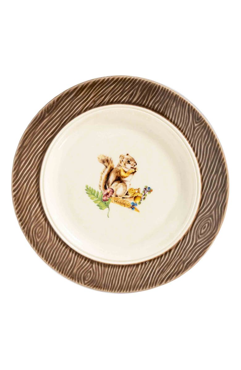 Juliska Forest Walk Set of 4 Animal Cocktail Plates, Alternate, color, Walnut/ Cafe Au Lait