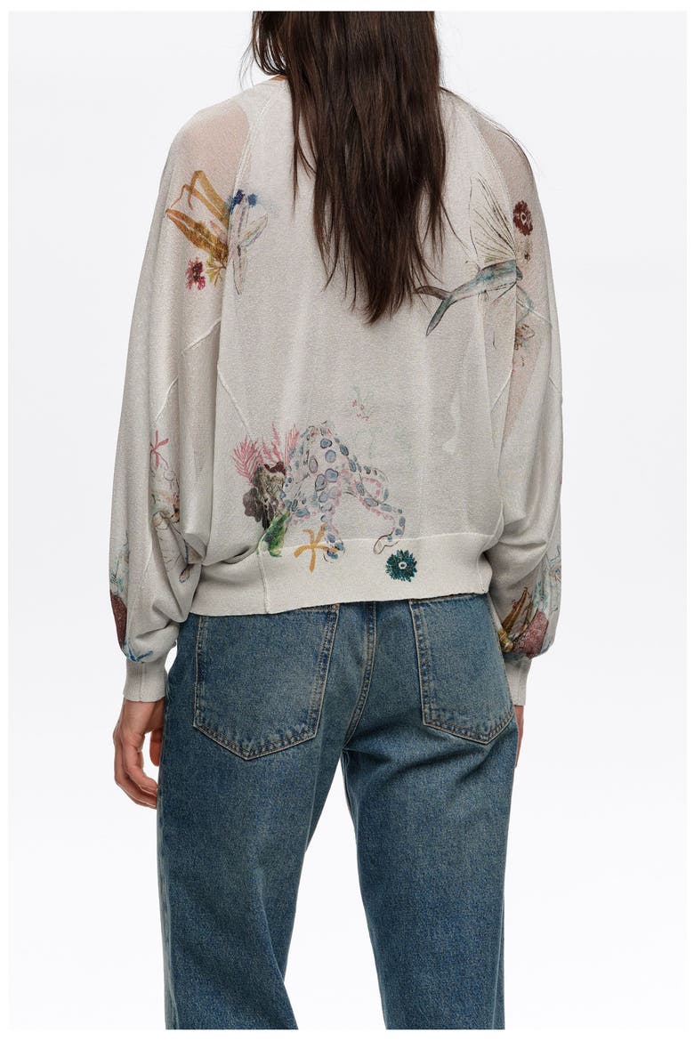 Lurex Batwing Sleeve Sweater, Alternate, color, SEABED OFF WHITE