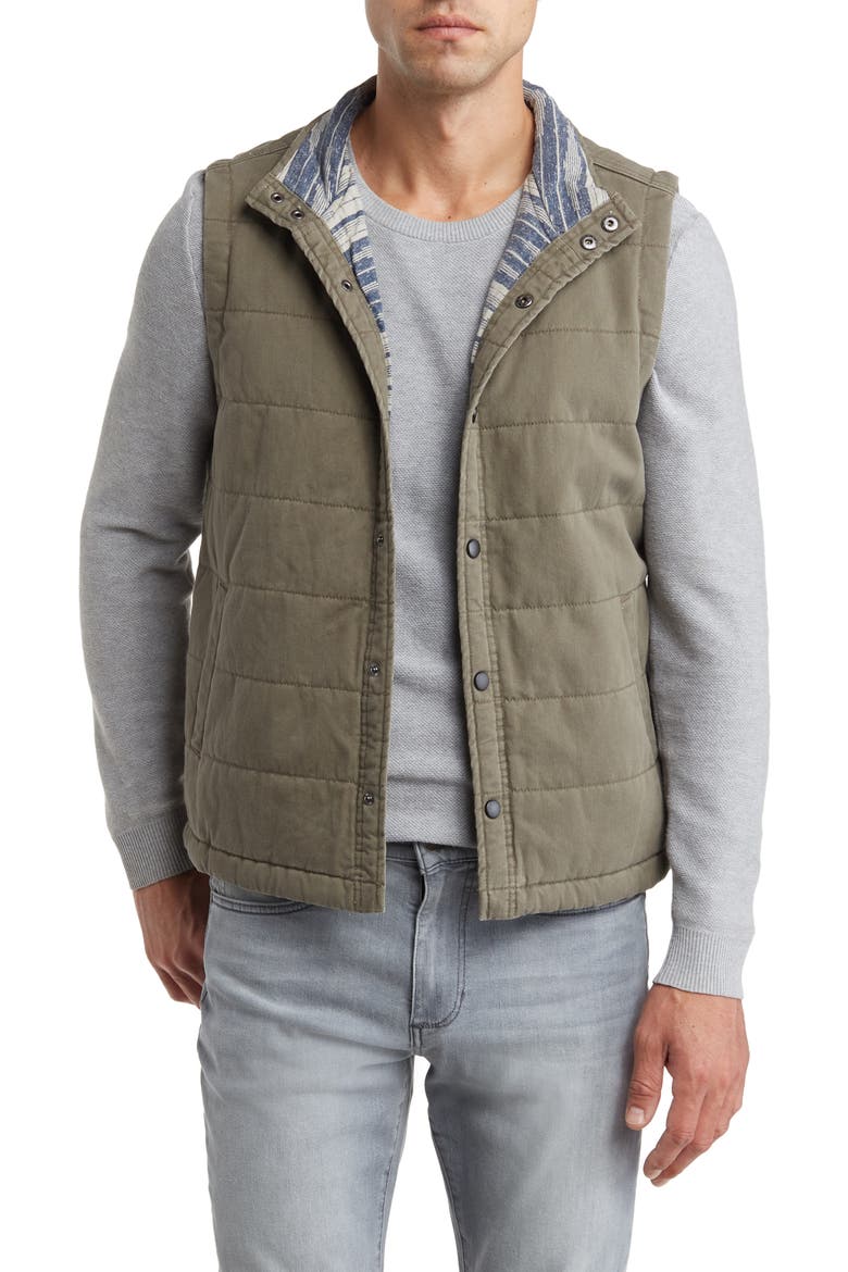 Quilted Vintage Twill Vest, Main, color, CARGO GREEN