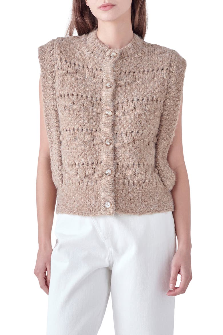 Textured Sweater Vest, Main, color, BROWN
