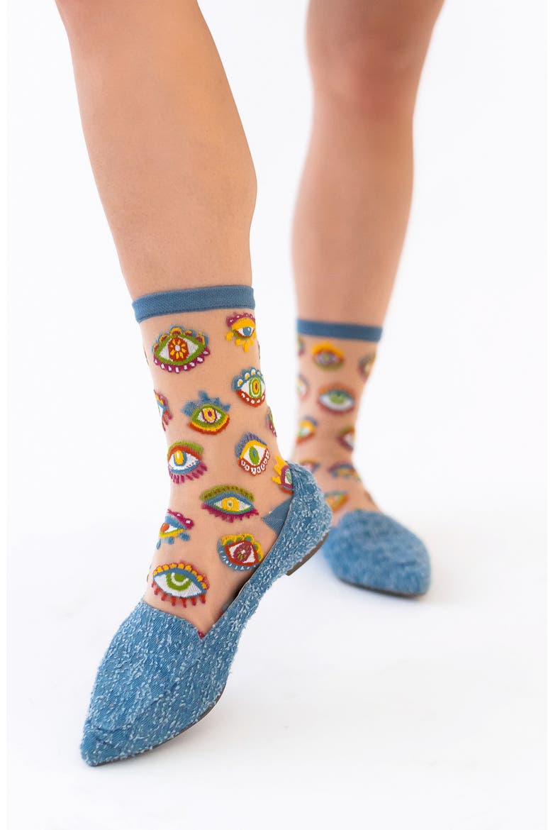 Eye Candy Assorted 2-Pack Sheer Crew Socks, Alternate, color, RED/ BLUE