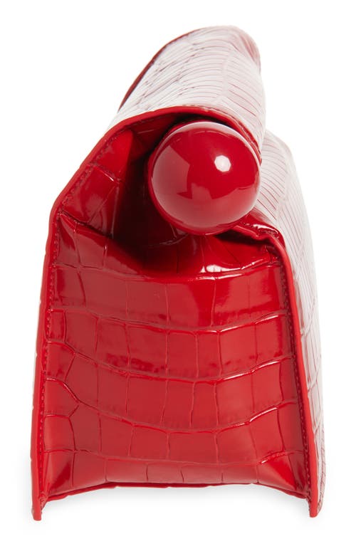 Jacquemus The Rond Carré Croc-embossed Leather Clutch In Red 470