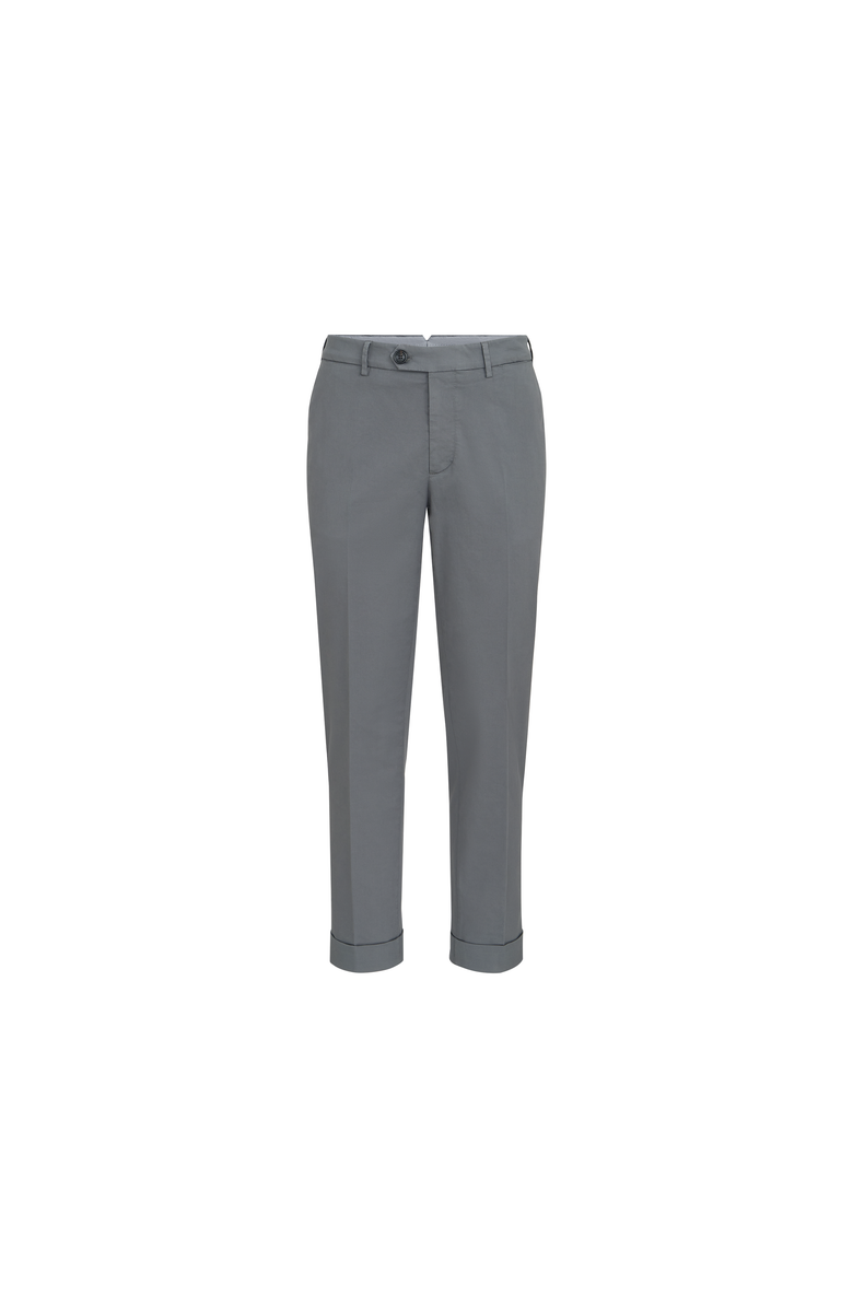 Brunello Cucinelli Garment-dyed Italian fit trousers in American Pima comfort cotton gabardine, Alternate, color, Silver