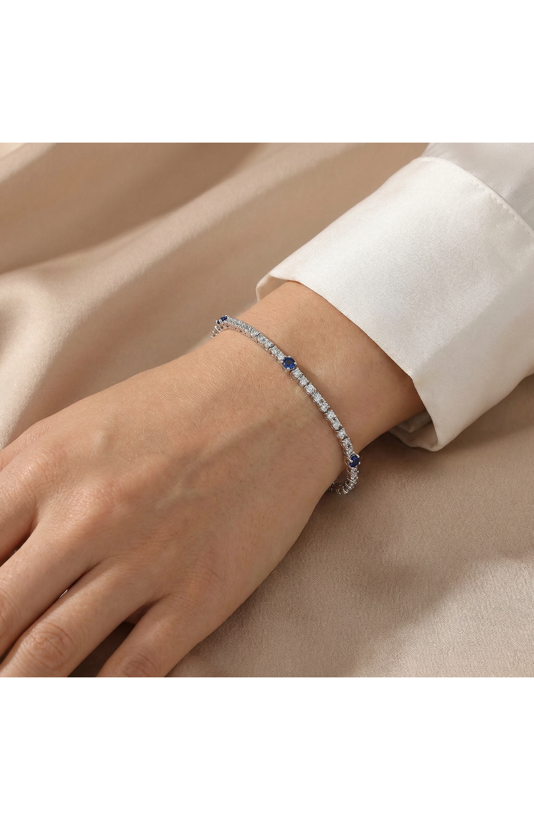 Bliss Diamond 1 1/10 Ct Diamond & Blue Sapphire Tennis Bracelet 14k Gold 7" Lab Grown, Alternate, color, 14K White Gold
