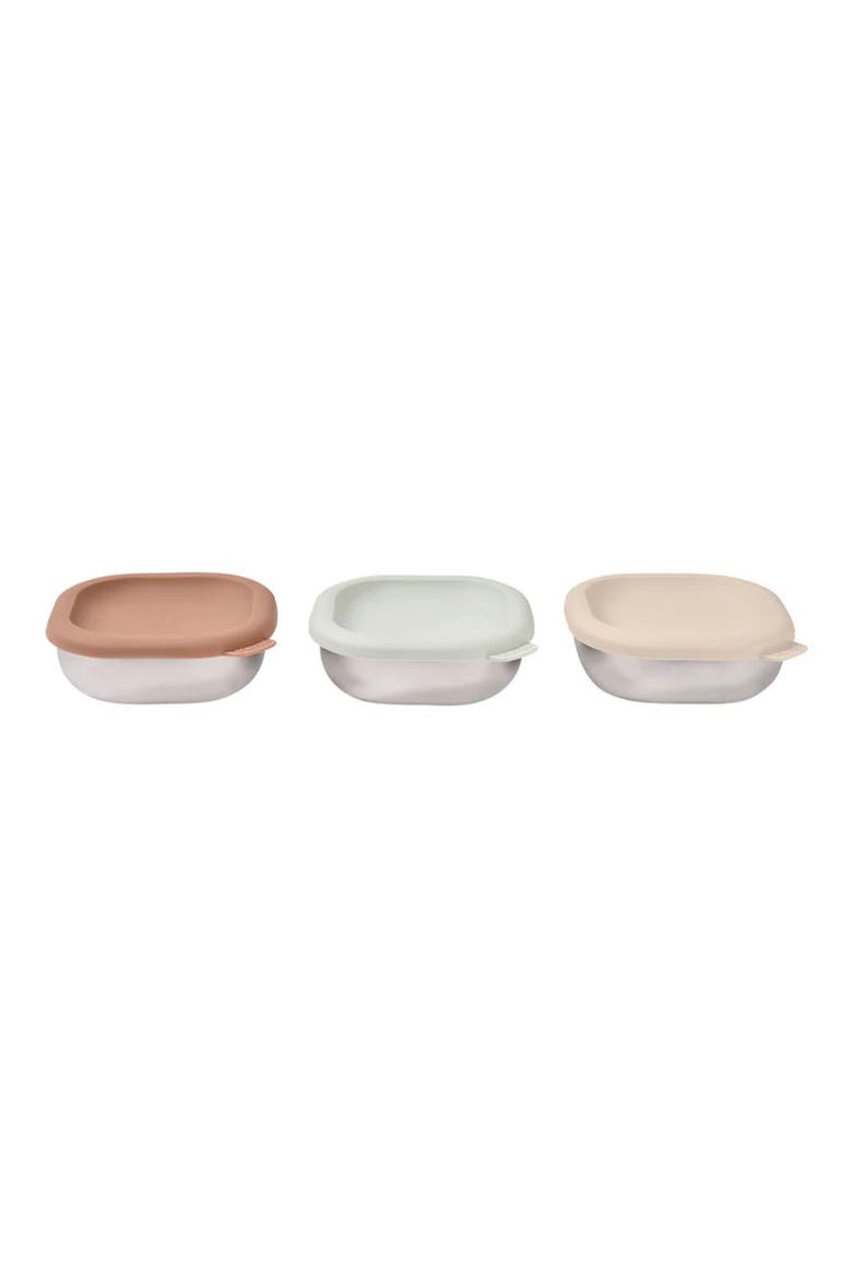 Set of 3 Microwave-Safe Stainless Steel Baby Bowls with Lids, Alternate, color, NATURAL