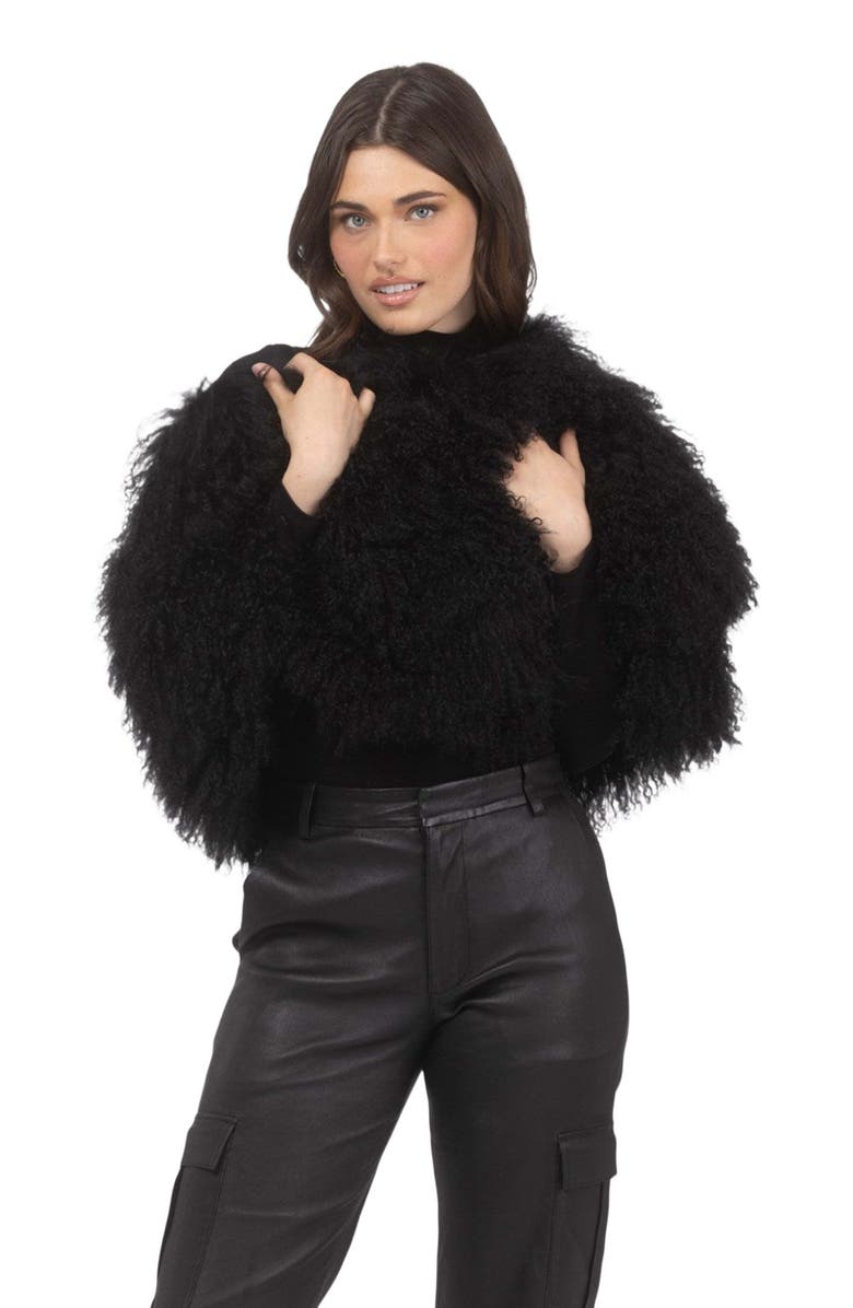 GORSKI Select Mongolian Lamb Shawl, Alternate, color, Black