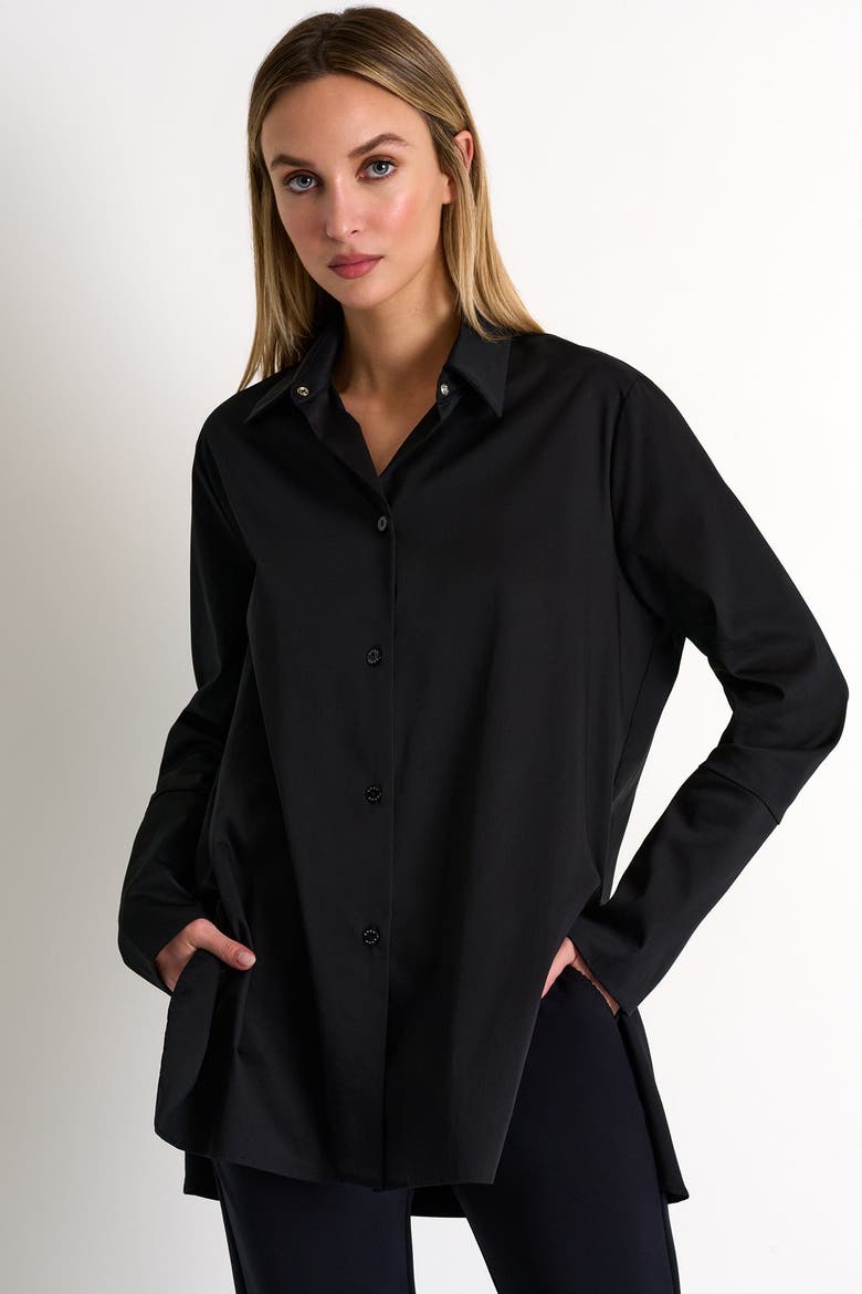 Poplin Shirt Tunic, Main, color, Black