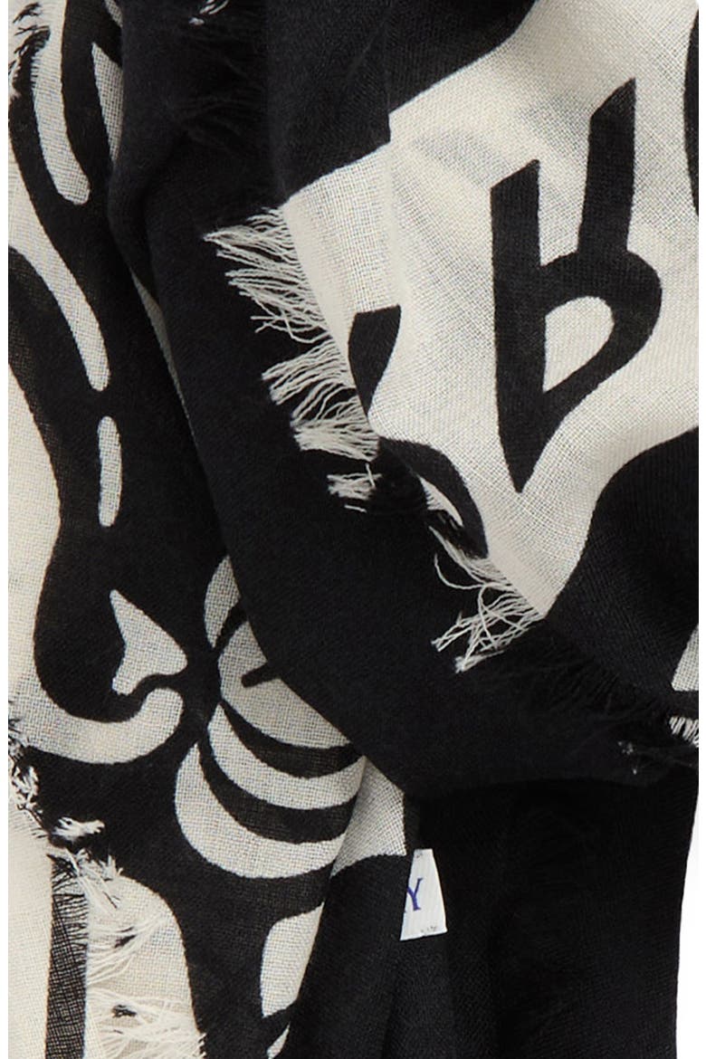 Large EKD Wool Scarf, Alternate, color, BLACK/ CALICO