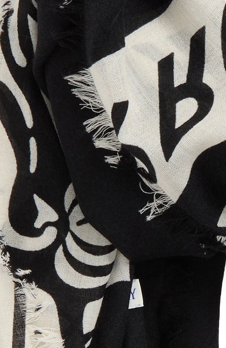 Burberry Large EKD Wool Scarf, Alternate, color, Black/ Calico