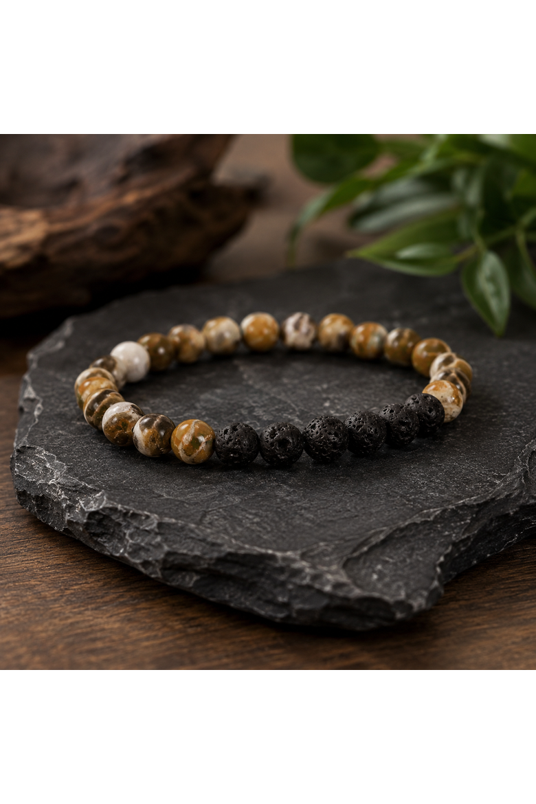 Lava Stone Bracelet with Peppermint & Orange oils, Alternate, color, Green