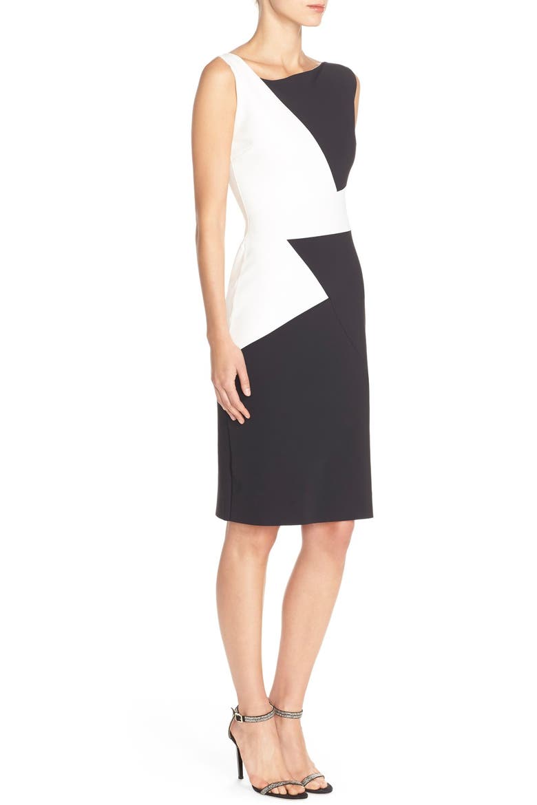 'Giustina' Colorblock Jersey Sheath Dress, Alternate, color, BLACK/ WHITE