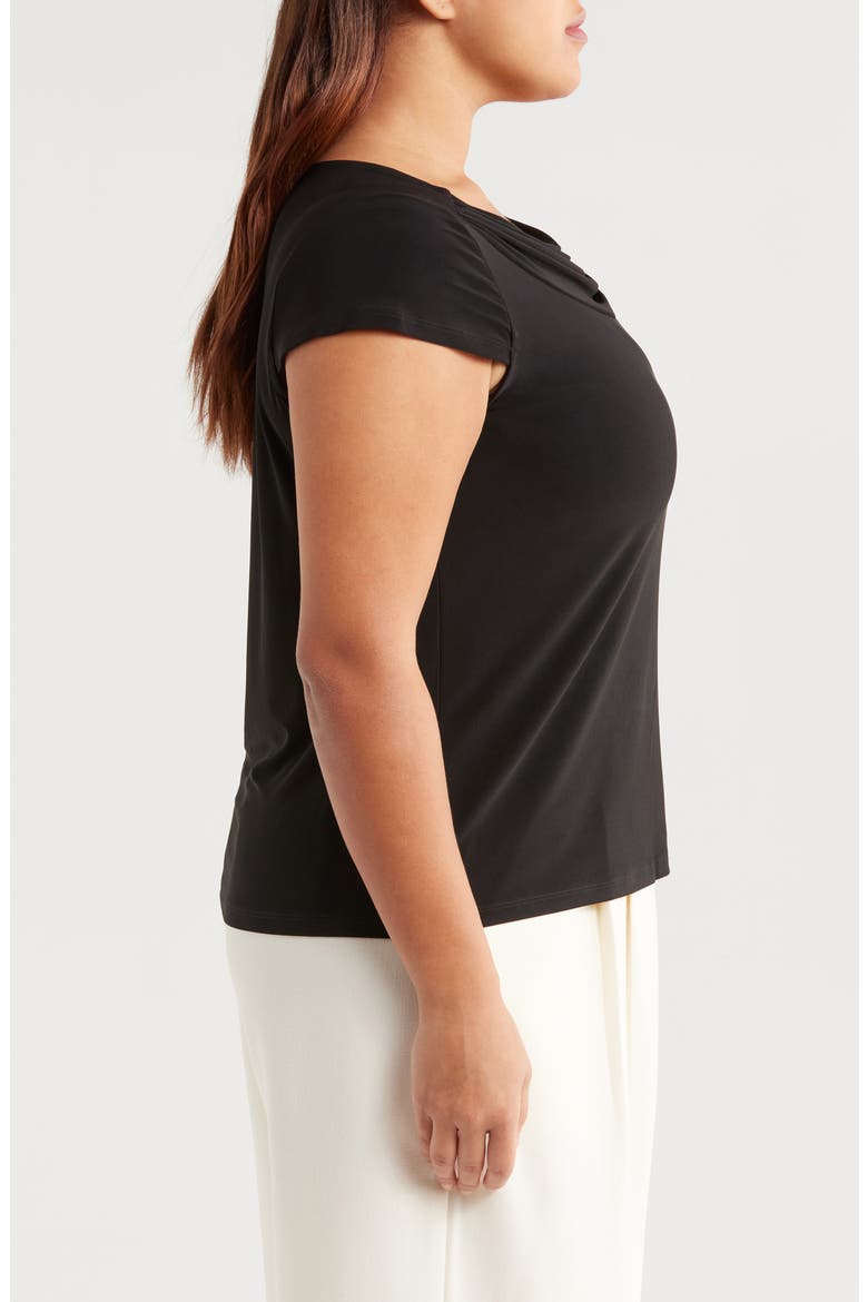 Cap Sleeve Cowl Neck Top, Alternate, color, BLACK
