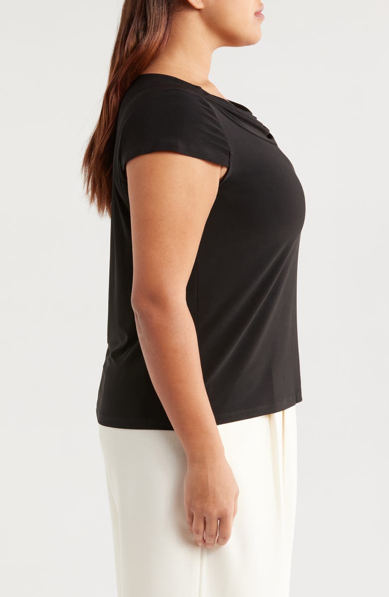 KASPER Cap Sleeve Cowl Neck Top, Alternate, color, Black