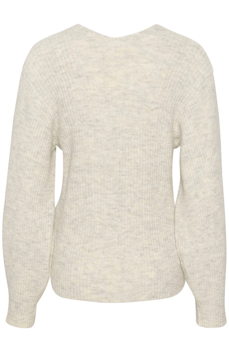 Soaked in Luxury Slrakel V-Neck Rib Knit Pullover, Alternate, color, White Grey Melange