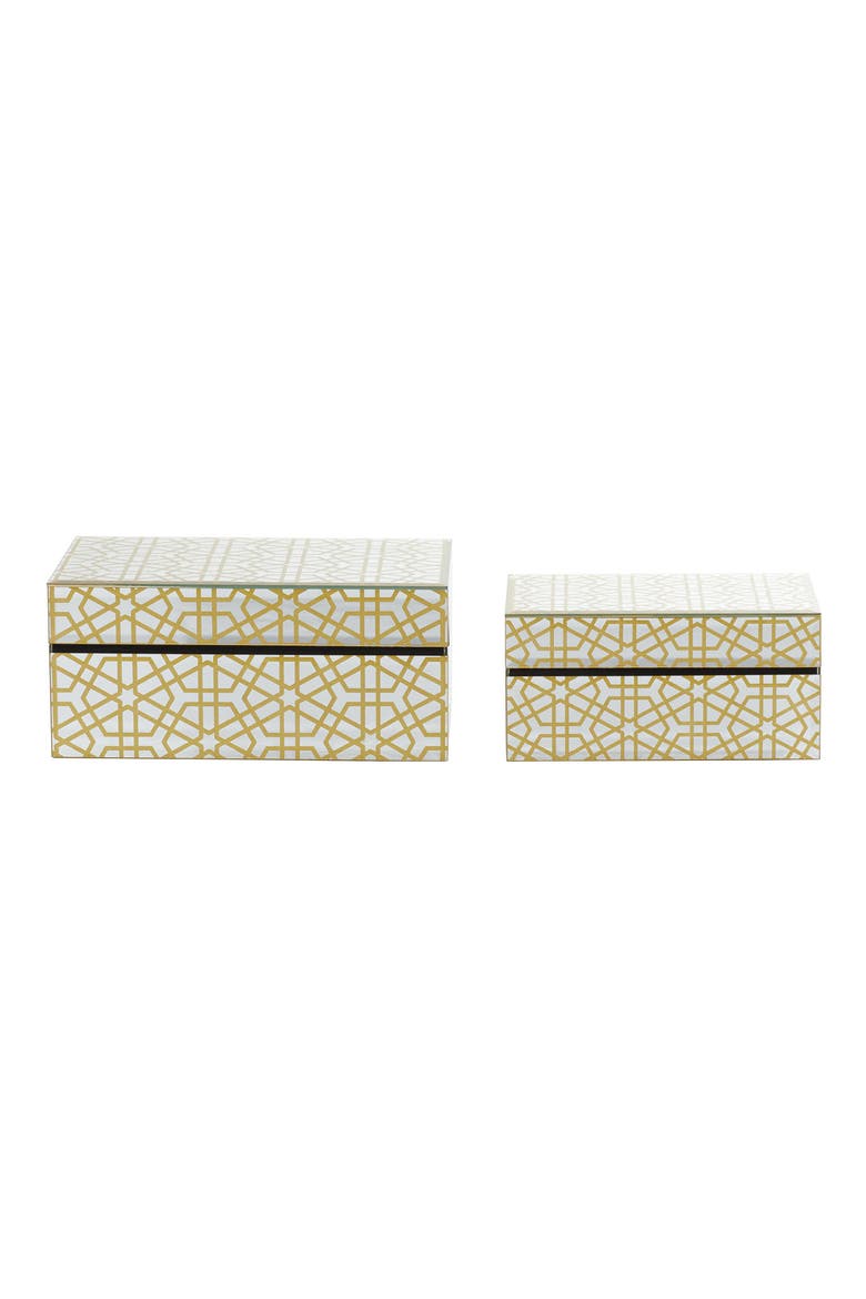 Glam Gold Set of 2 Decorative Wood Boxes, Alternate, color, GOLD