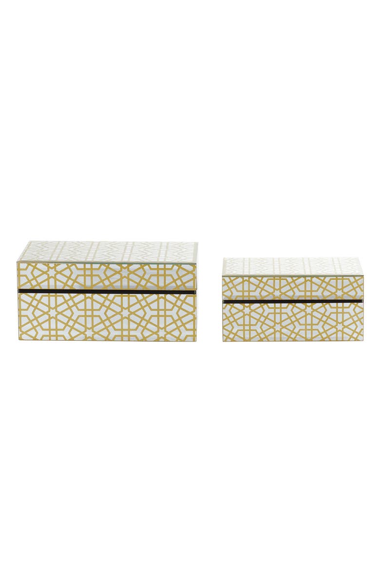 UMA Glam Gold Set of 2 Decorative Wood Boxes, Alternate, color, Gold